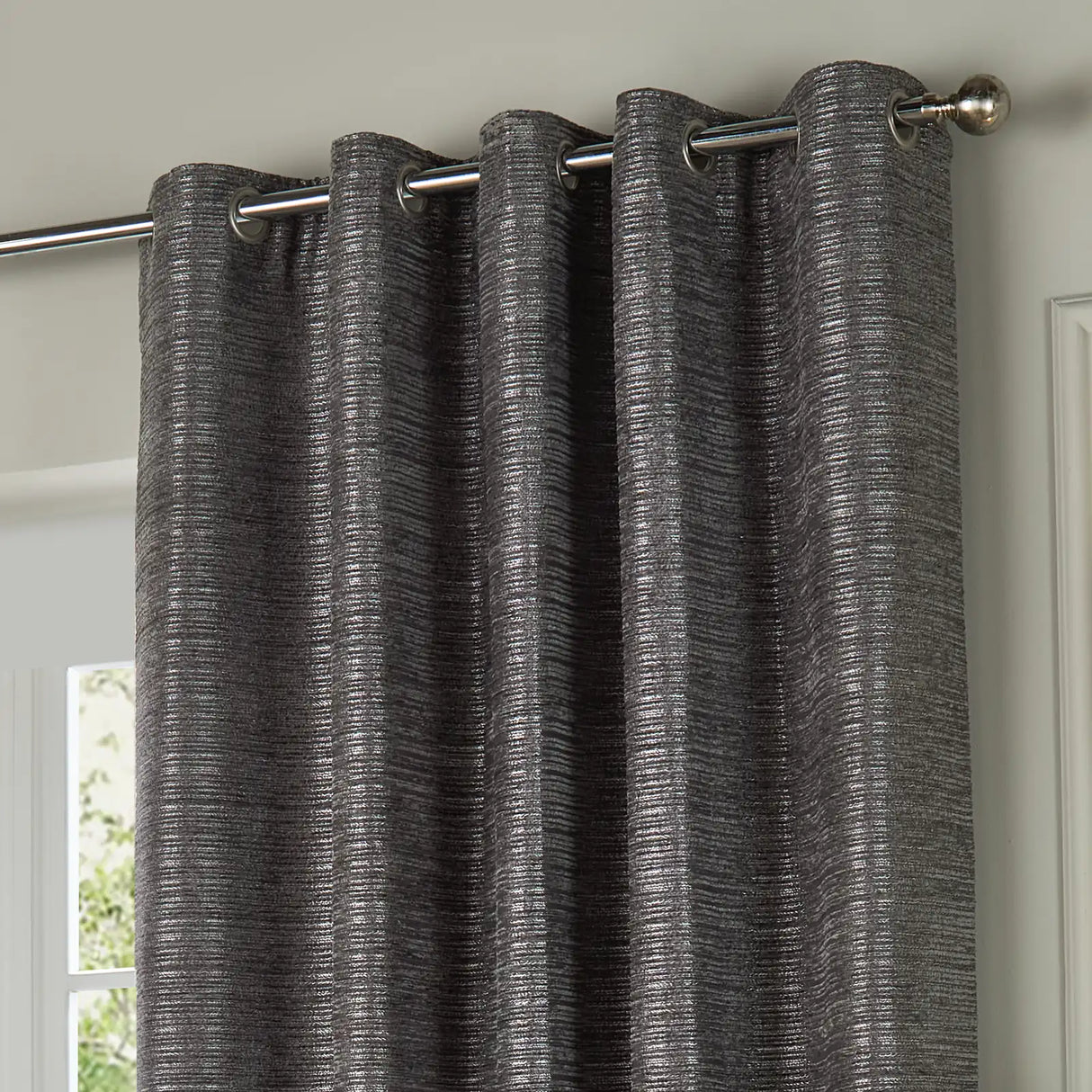 Jupiter Fully Lined Chenille Jacquard Eyelet Curtains Graphite - image 4