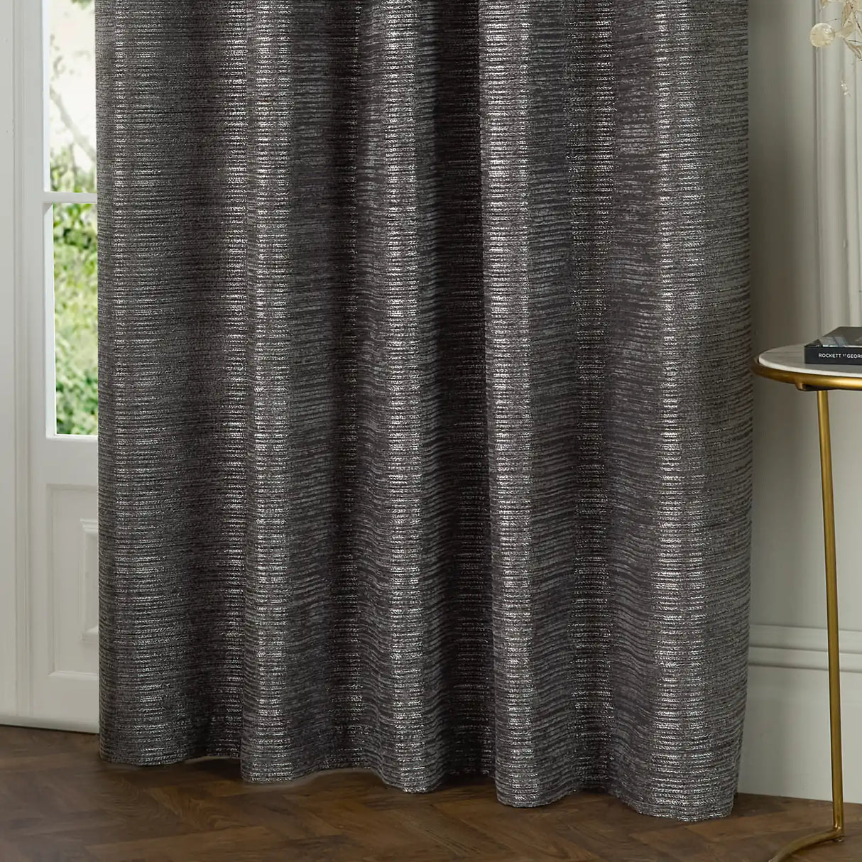 Jupiter Fully Lined Chenille Jacquard Eyelet Curtains Graphite - image 5