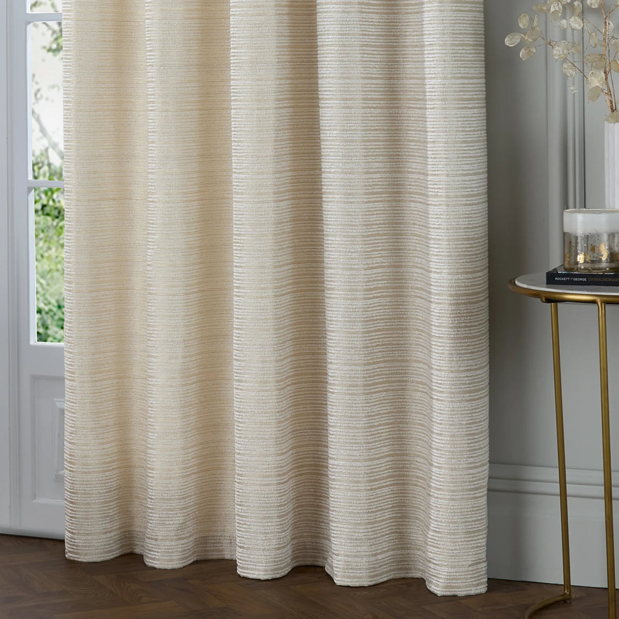 Jupiter Fully Lined Chenille Jacquard Eyelet Curtains Ivory/Gold - image 5