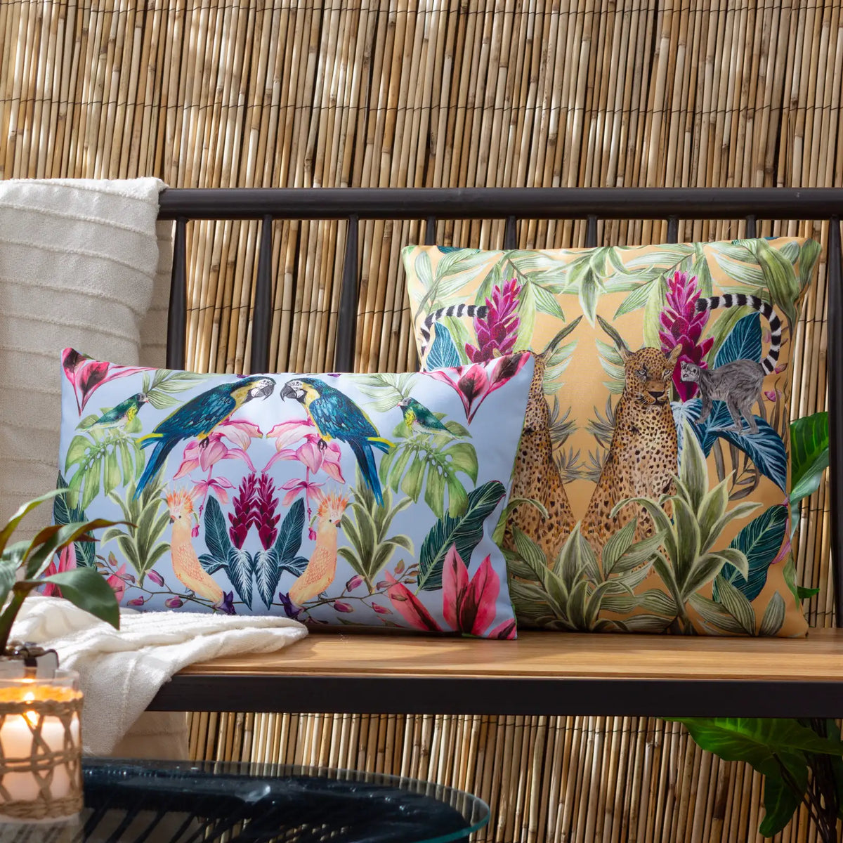 Kali Birds Outdoor Sky Blue Cushion Cover 30cm x 50cm - additional product view 4
