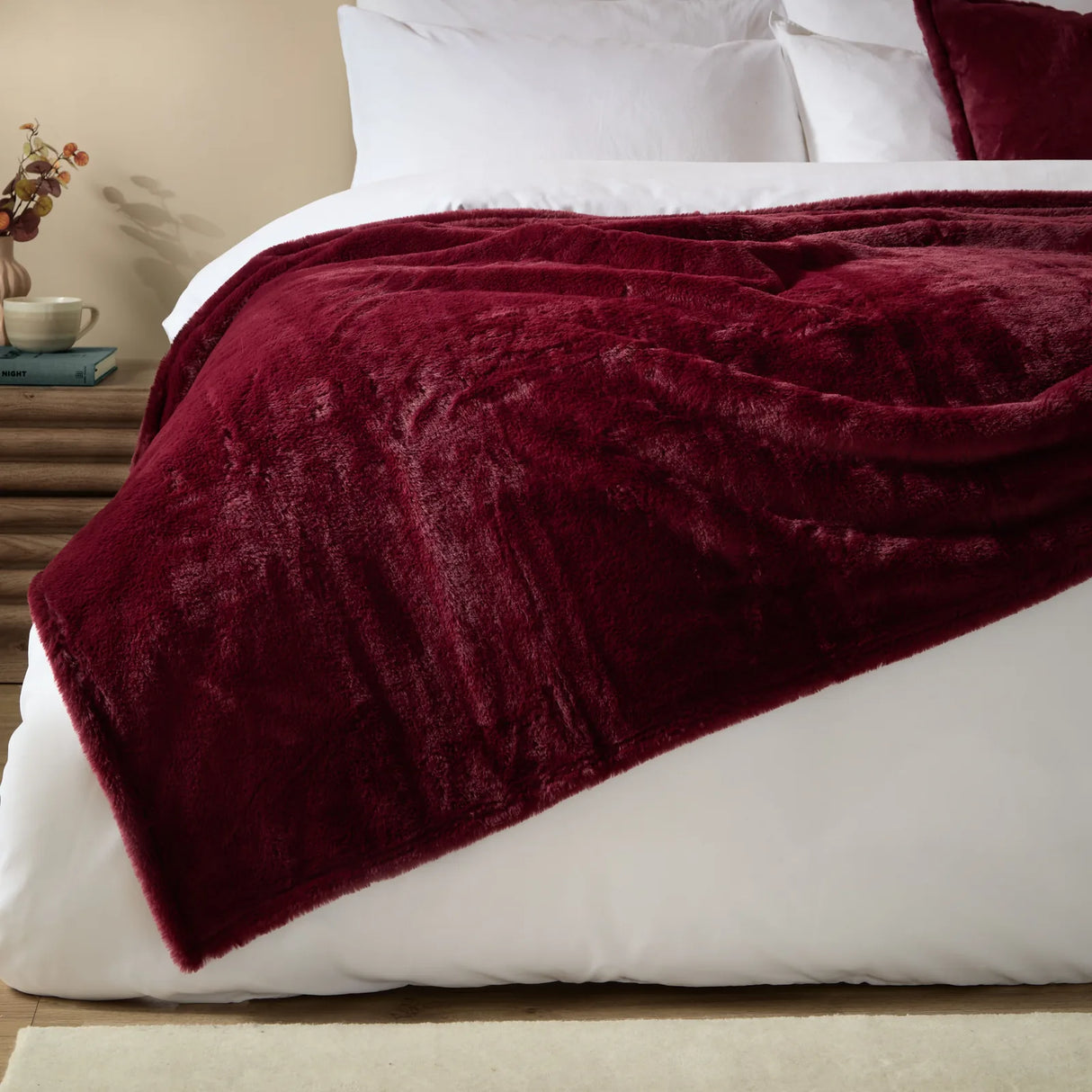 Kallu Double-Sided Faux-Fur Throw Berry - image 3