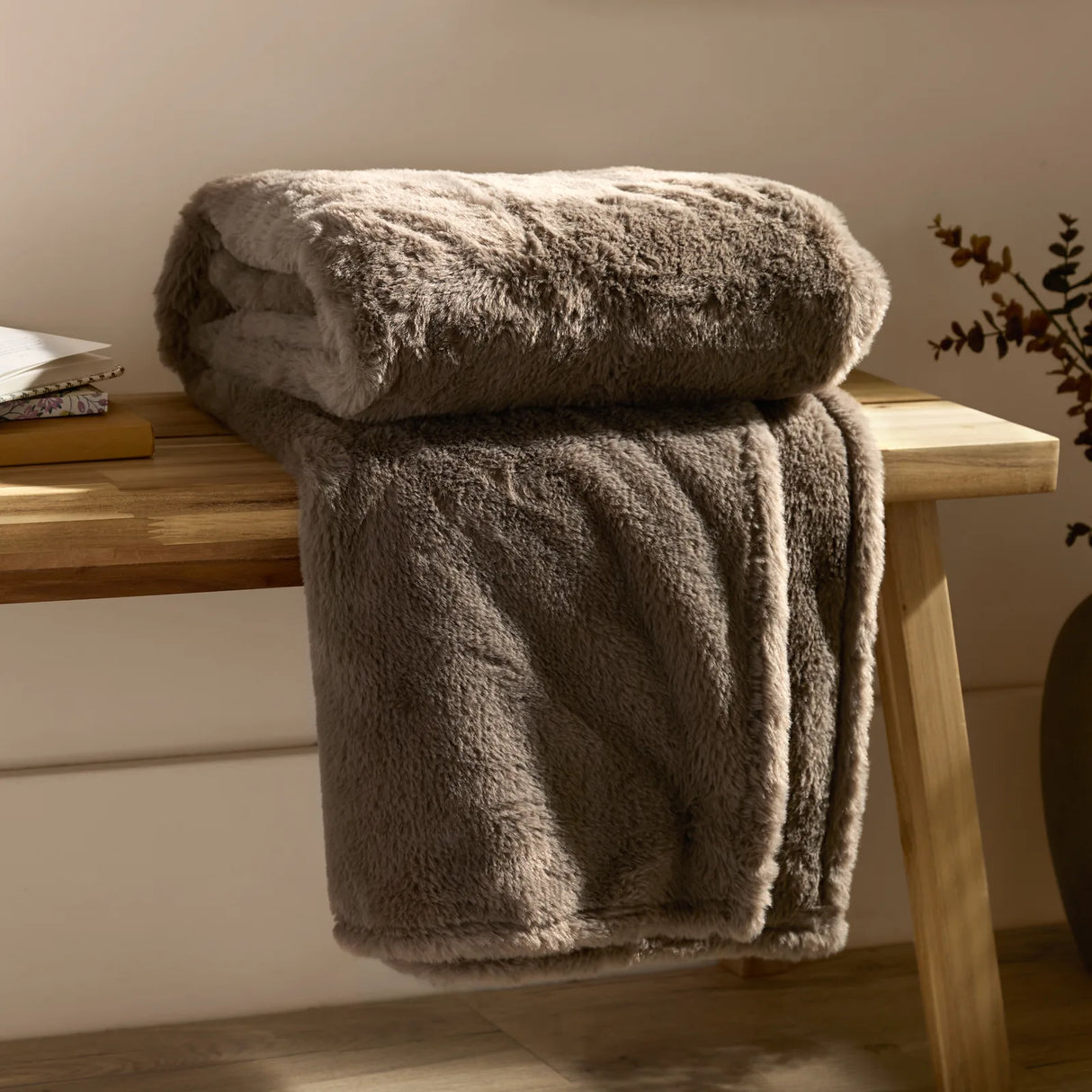 Kallu Double-Sided Faux-Fur Throw Mocha - image 3