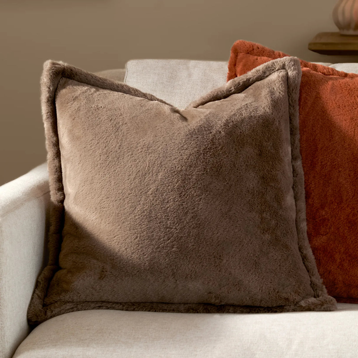 Kallu Faux Fur Cushion Cover Mocha - image 1