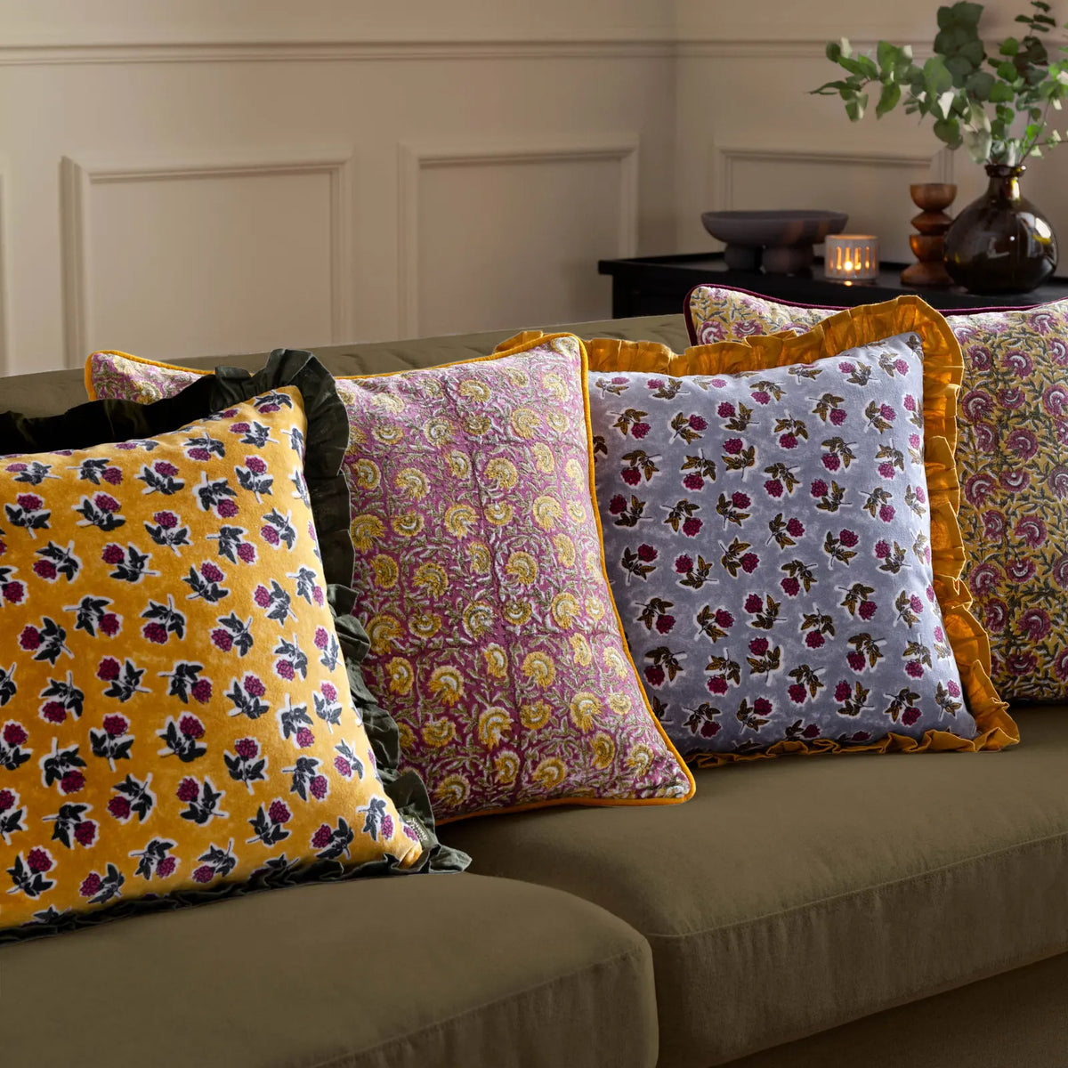 Kemble 100% Cotton Delph Blue / Gold Cushion Cover or Filled Cushion 45cm x 45cm - additional product view 7