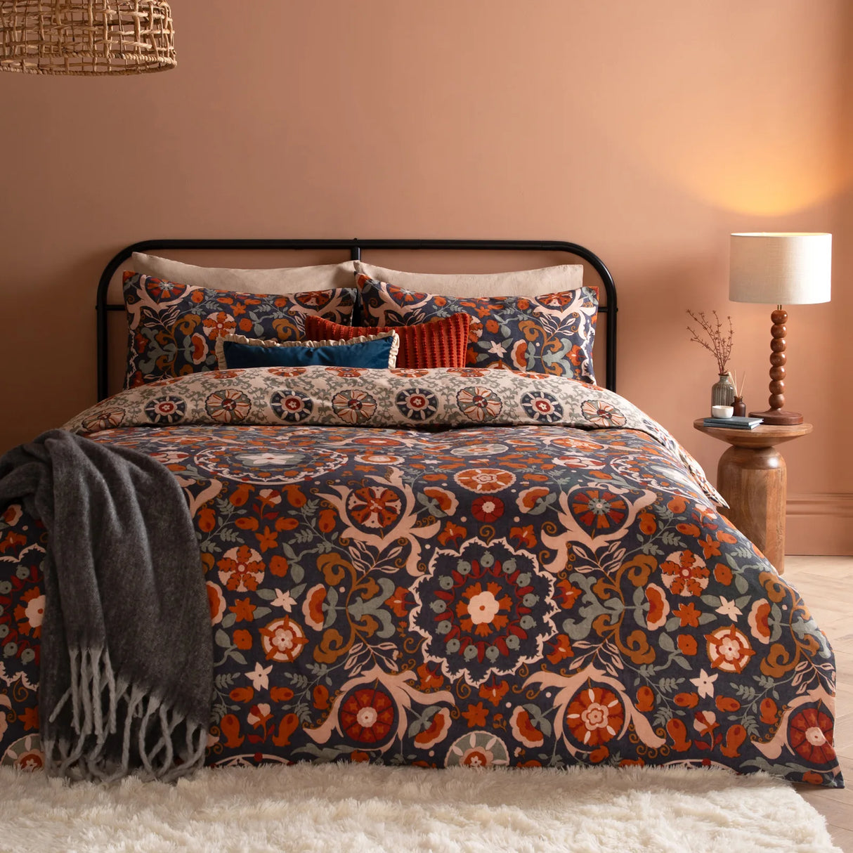 Kinfolk Printed Reversible Duvet Cover Set Denim Blue - image 2