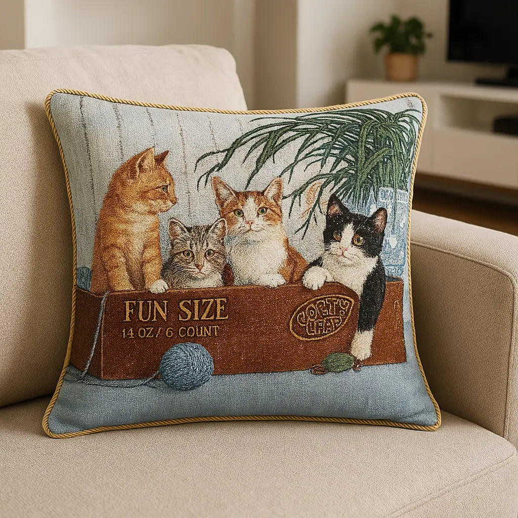 Tapestry Velvet Cushion Cover 45cm x 45cm - Kittens