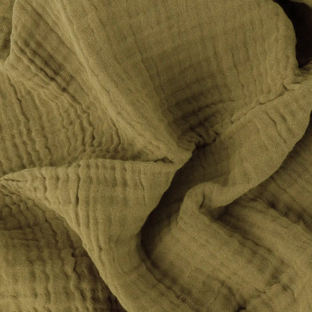 Lark Muslin Khaki 100% Cotton Throw Blanket 130cm x 180cm / 240cm x 260cm - additional product view 4
