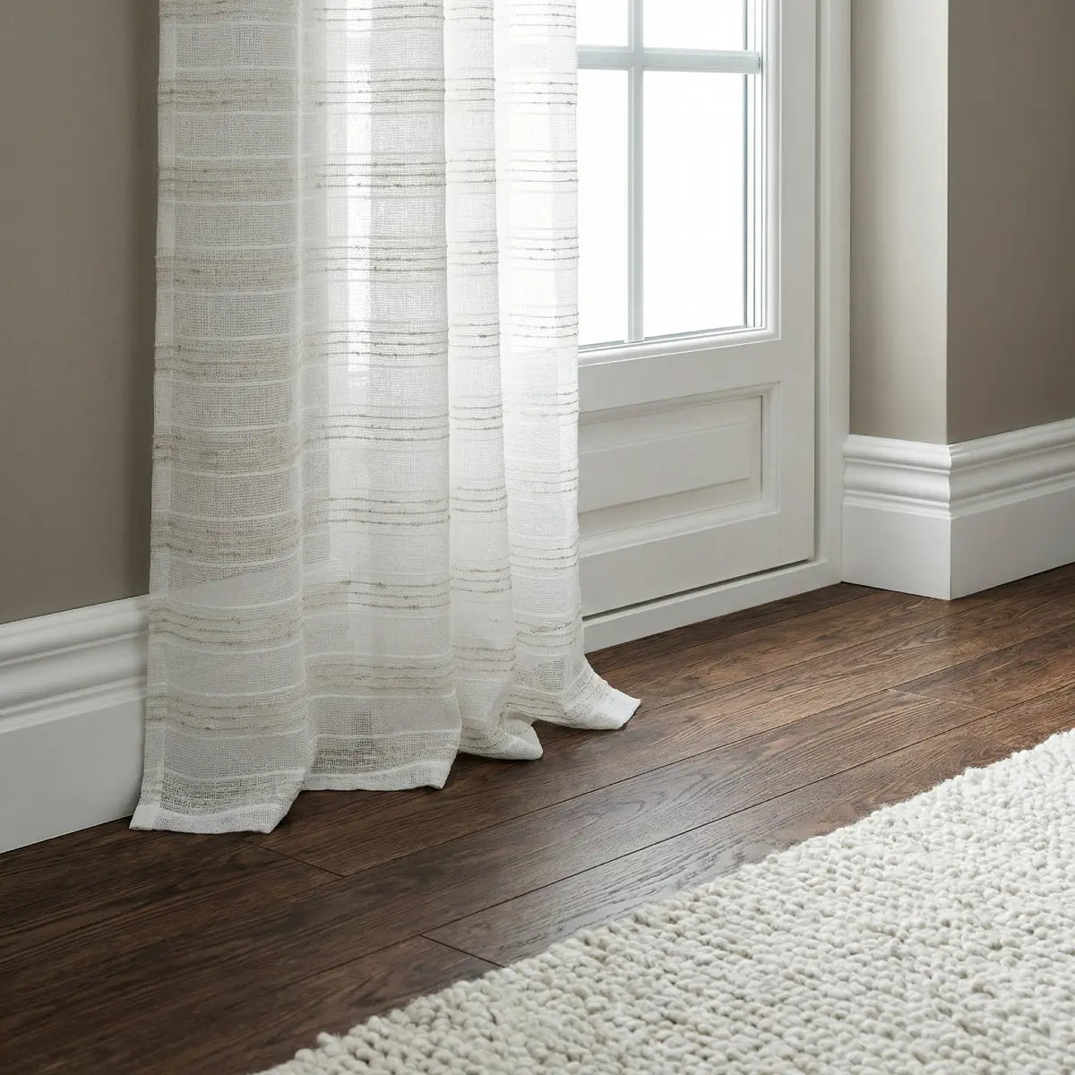Lima Lurex Stripe Slot Top Voile Curtain Panel 3