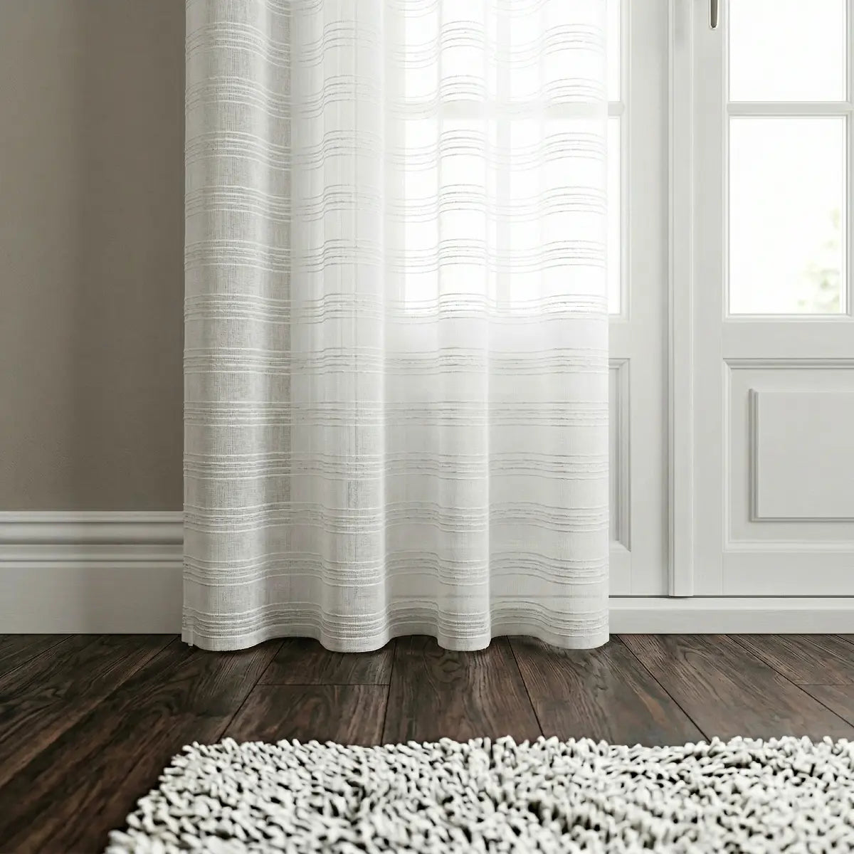 Lima Lurex Stripe Slot Top Voile Curtain Panel 6