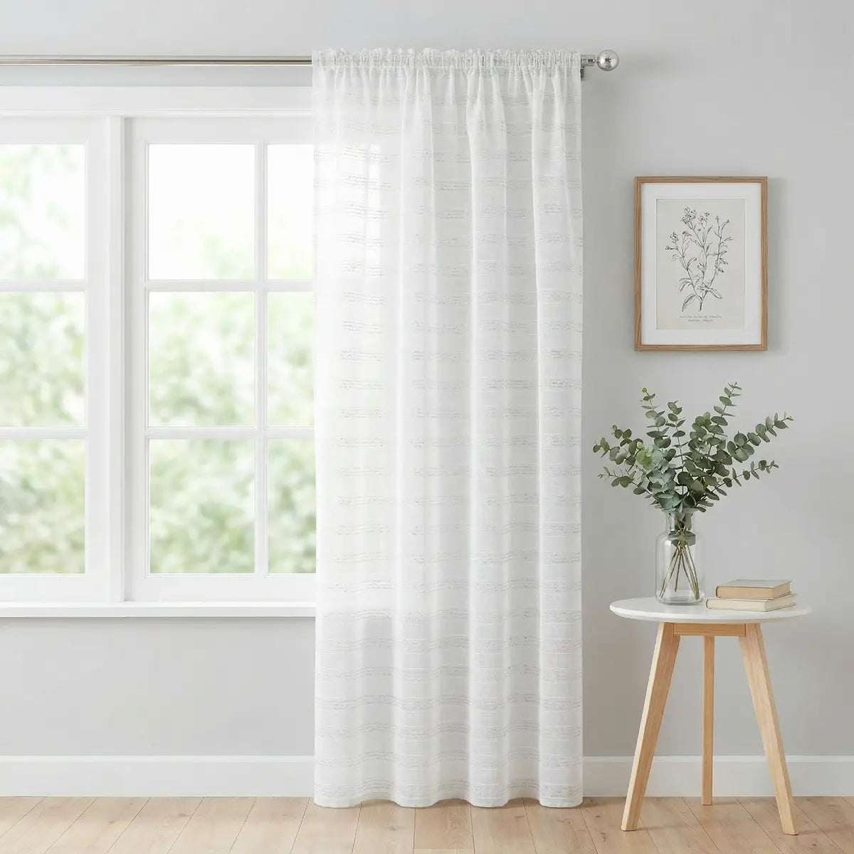 Lima Lurex Stripe Slot Top Voile Curtain Panel 4