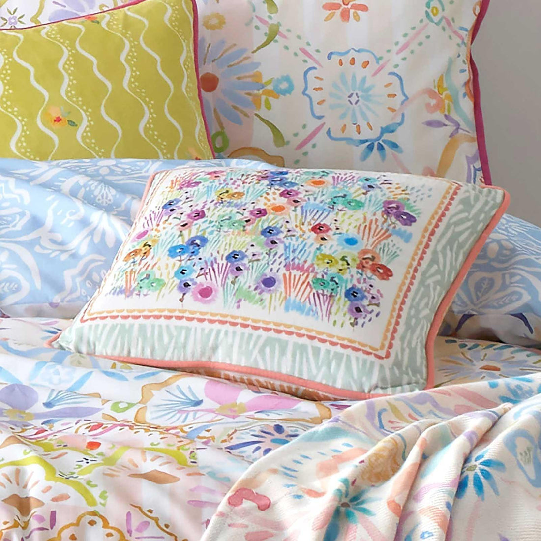 Lola Floral Orange Velvet Filled Cushion