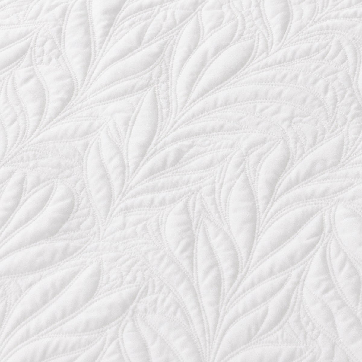 Macro close-up of the white Luana soft microfibre leaf stitch fabric