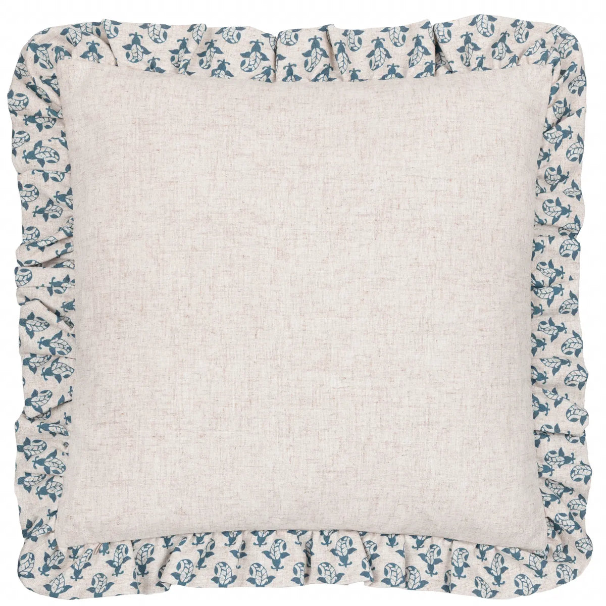 Lulah Block Linen / Blue Cushion Cover or Filled Cushion 45cm x 45cm - additional product view 2