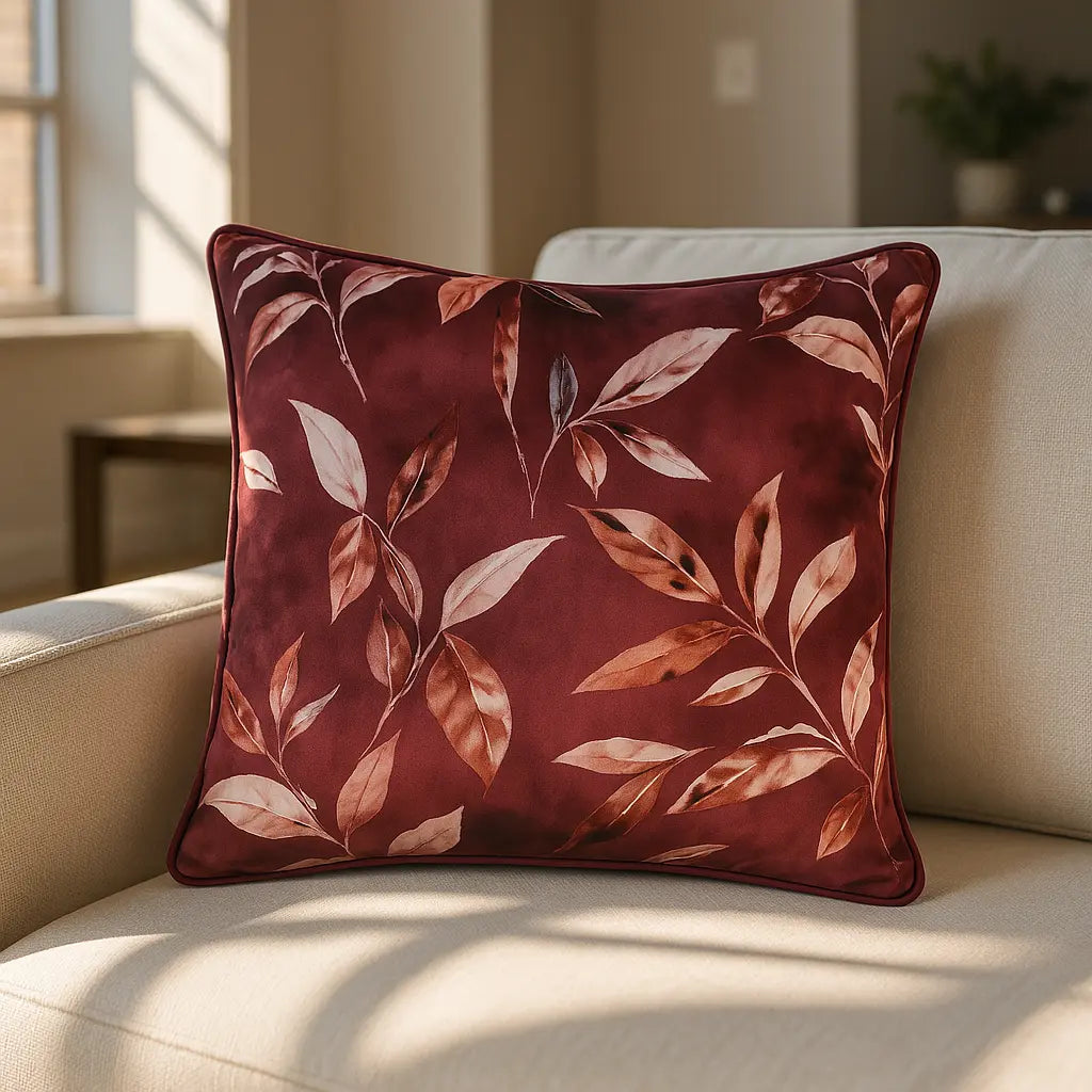 Madrid Velvet Burgundy Cushion Cover and Filled Cushion 50cm x 50cm