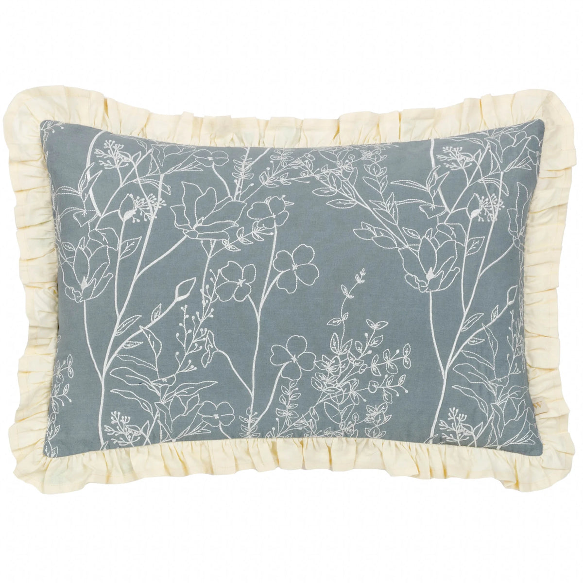 Mae 100% Cotton French Blue Cushion Cover or Filled Cushion 30cm x 50cm - additional product view 2
