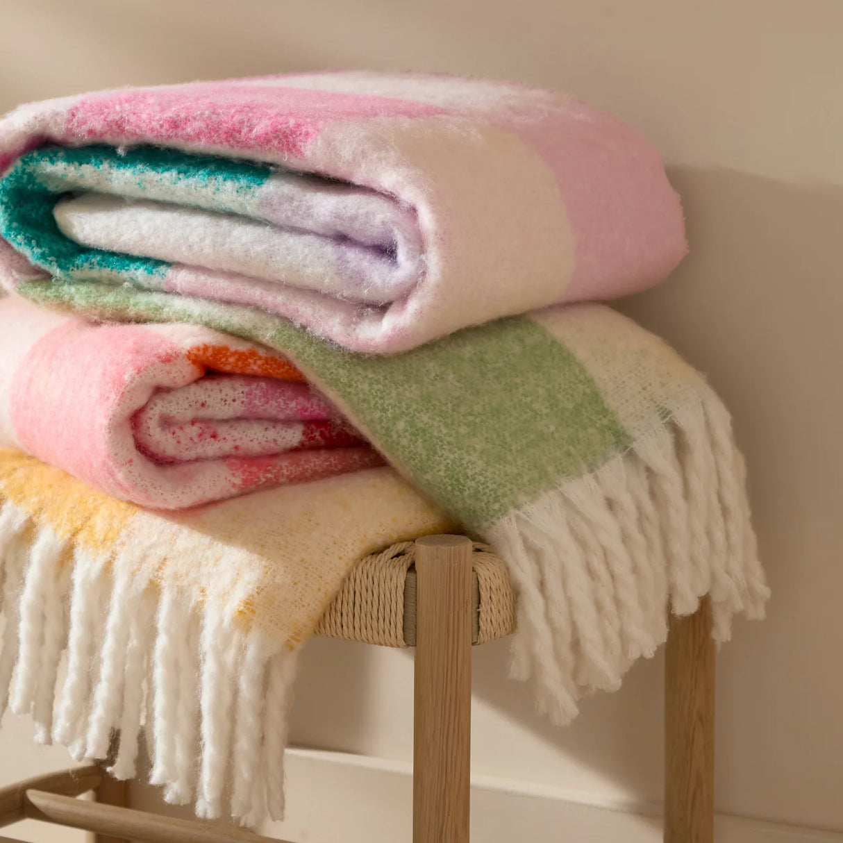 Maisie Checked Tasselled Throw Citrus Blush 130 x 180cm - image 6