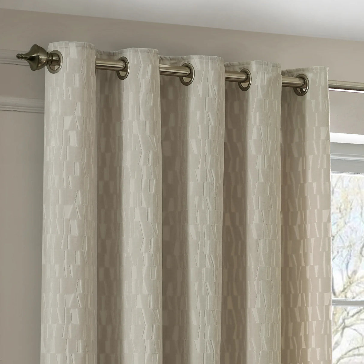Manhattan Fully Lined Velvet Eyelet Curtains Ivory - image 4