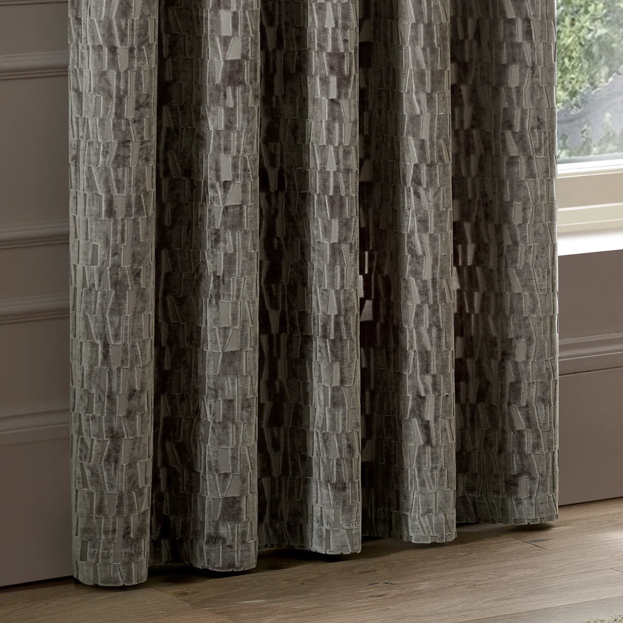 Manhattan Fully Lined Velvet Eyelet Curtains Mink - image 5