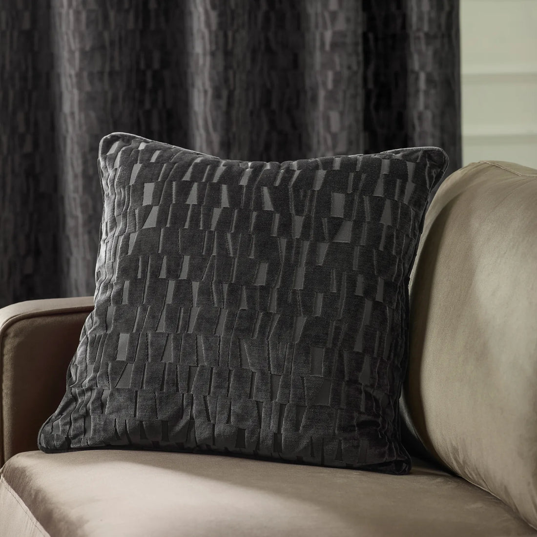 Manhattan Velvet Cushion Cover Charcoal 50 x 50cm