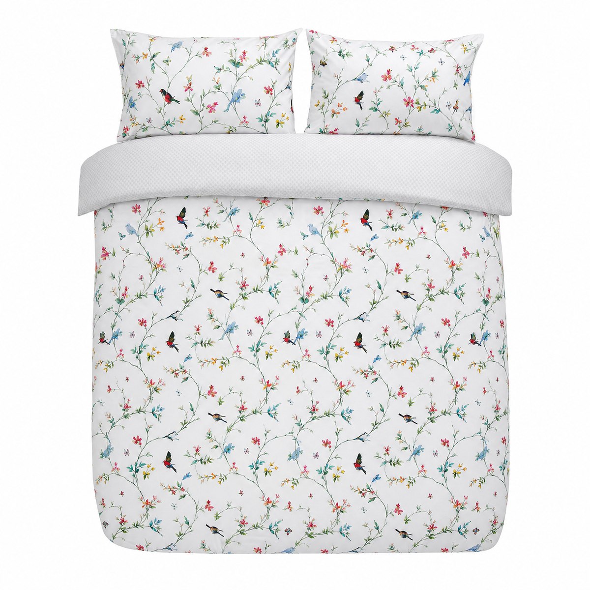 Overhead flat lay of the Mansfield Polycotton Duvet Cover Set with two matching pillowcases