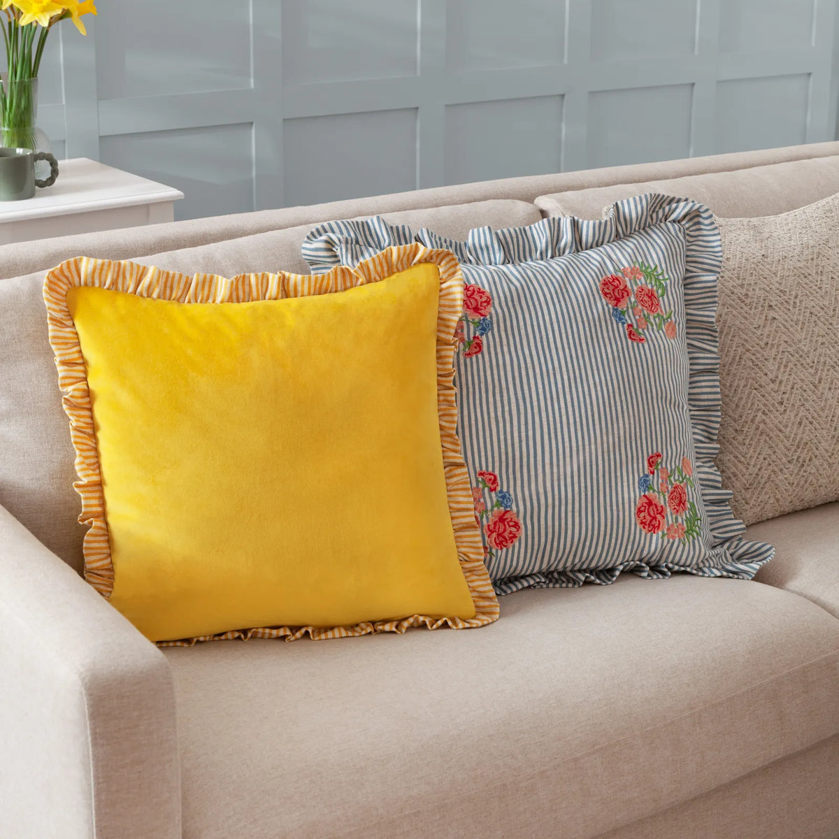 Martha Ruffle Blue Cushion Cover or Filled Cushion 50cm x 50cm - additional product view 7