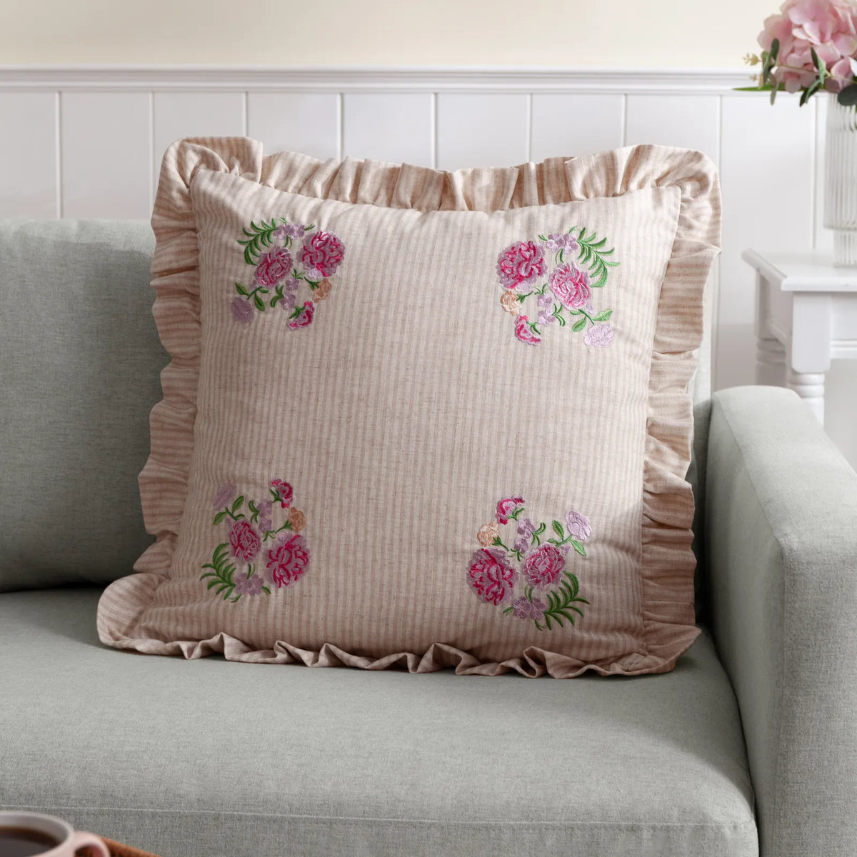 Martha Ruffle Pink Cushion Cover or Filled Cushion 50cm x 50cm - additional product view 1