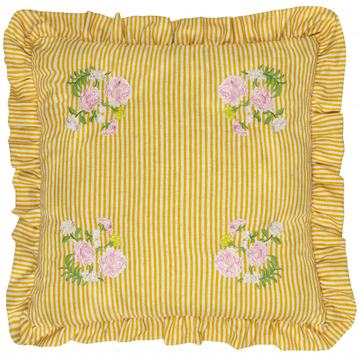 Martha Ruffle Yellow Cushion Cover or Filled Cushion 50cm x 50cm - additional product view 2