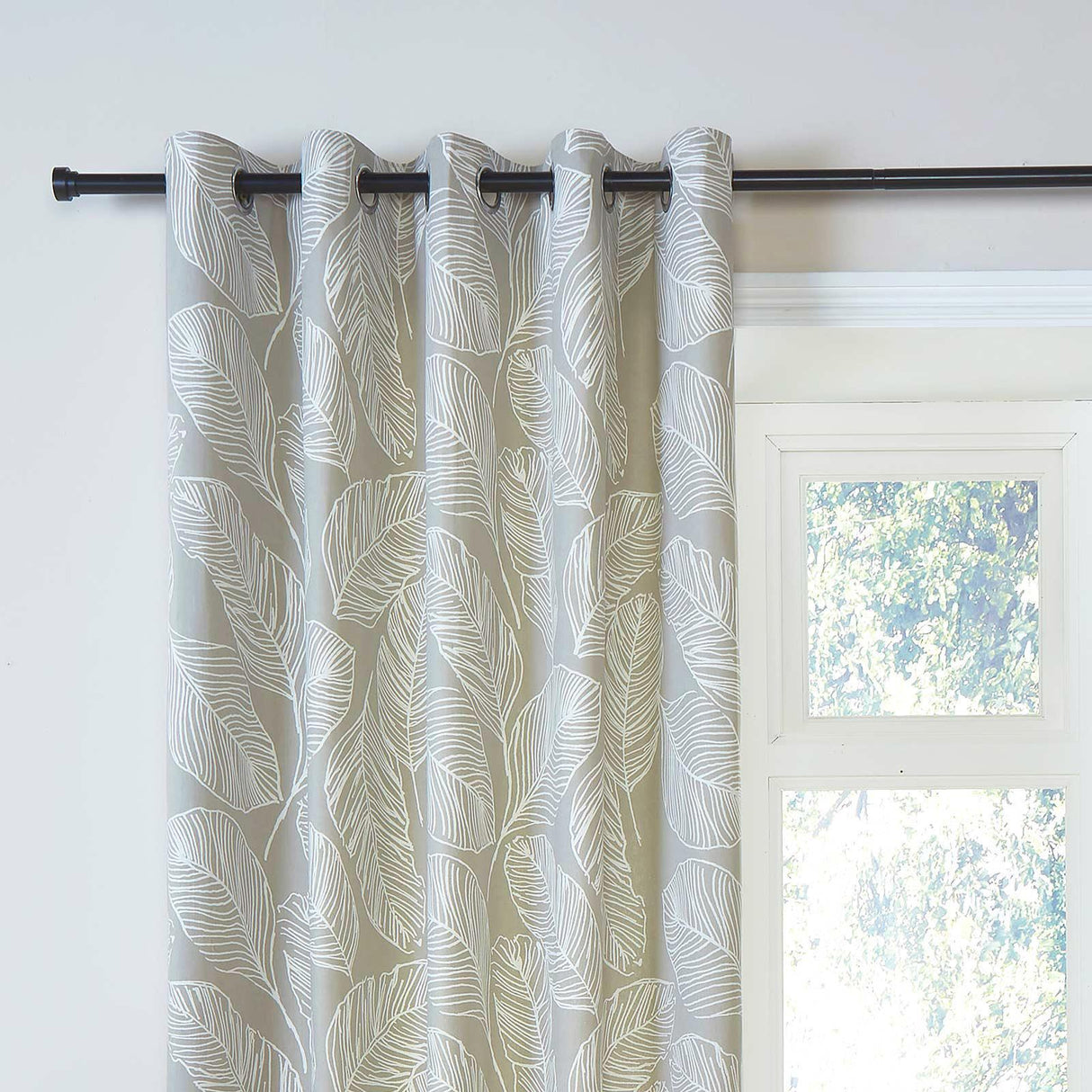 Matteo Leaf Eyelet Curtains Natural