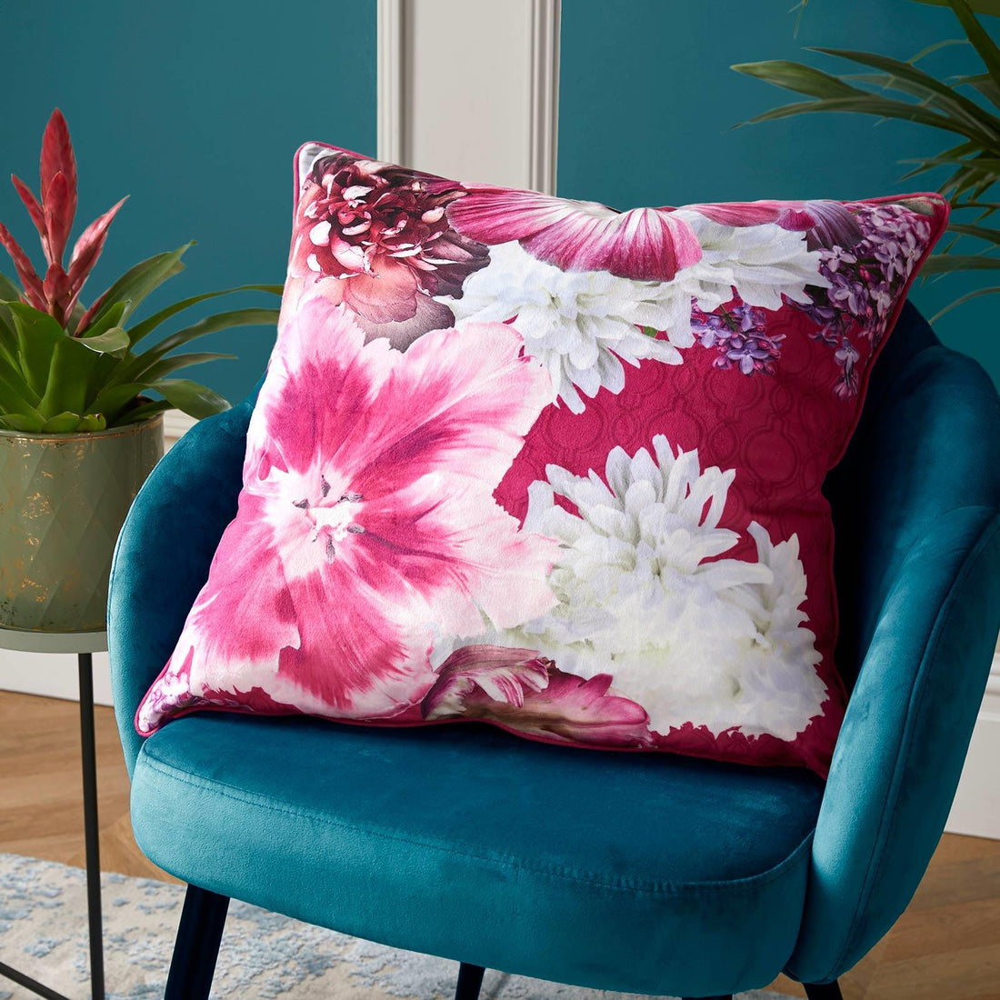 Laurence Llewelyn-Bowen Mayfair Lady Floral Velvet Cushion Cover