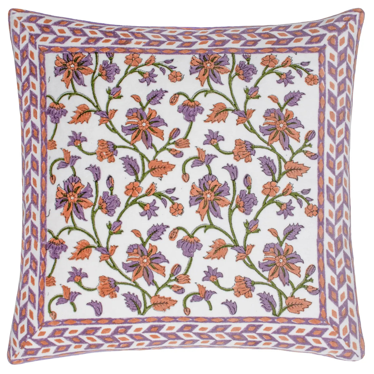 Mentera 100% Cotton Velvet Lilac & Coral Cushion Cover 50cm x 50cm - additional product view 1