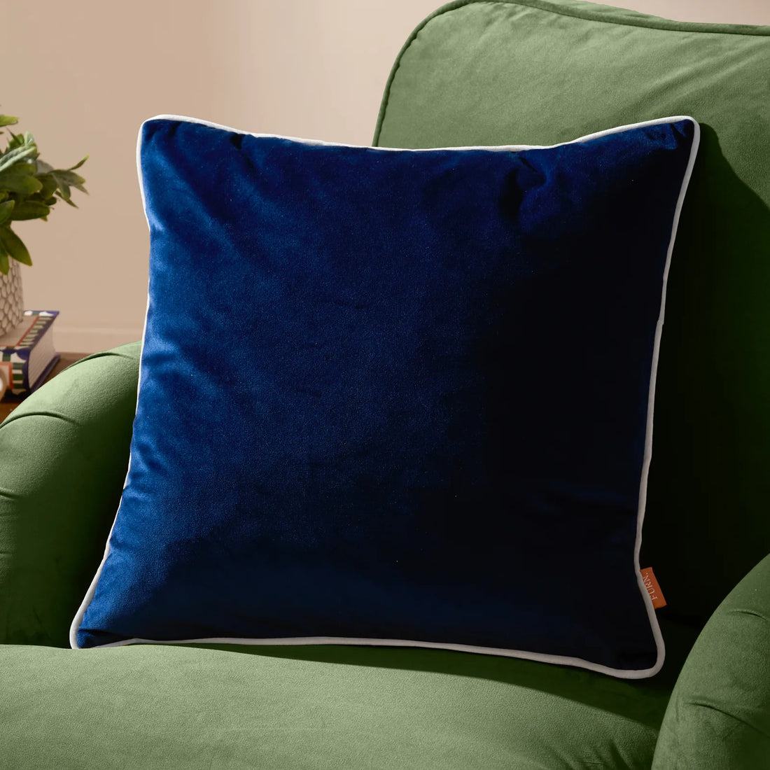 Meridian Velvet Cushion Cover Navy/Silver 45 x 45cm