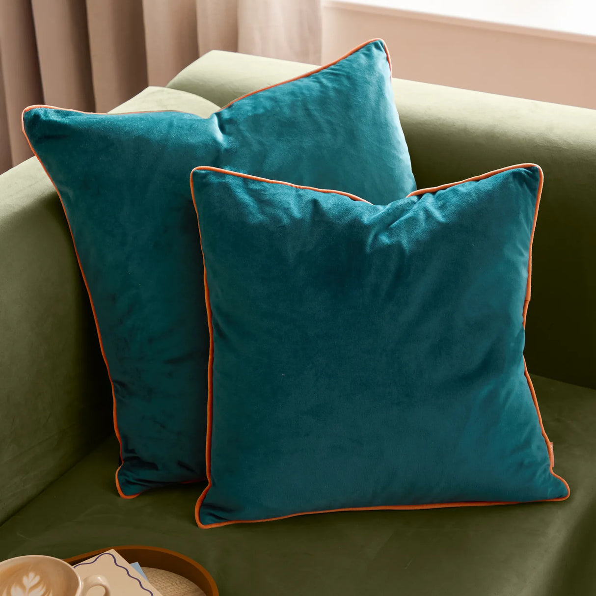 Meridian Velvet Cushion Cover Teal/Tiger 45 x 45cm - image 5