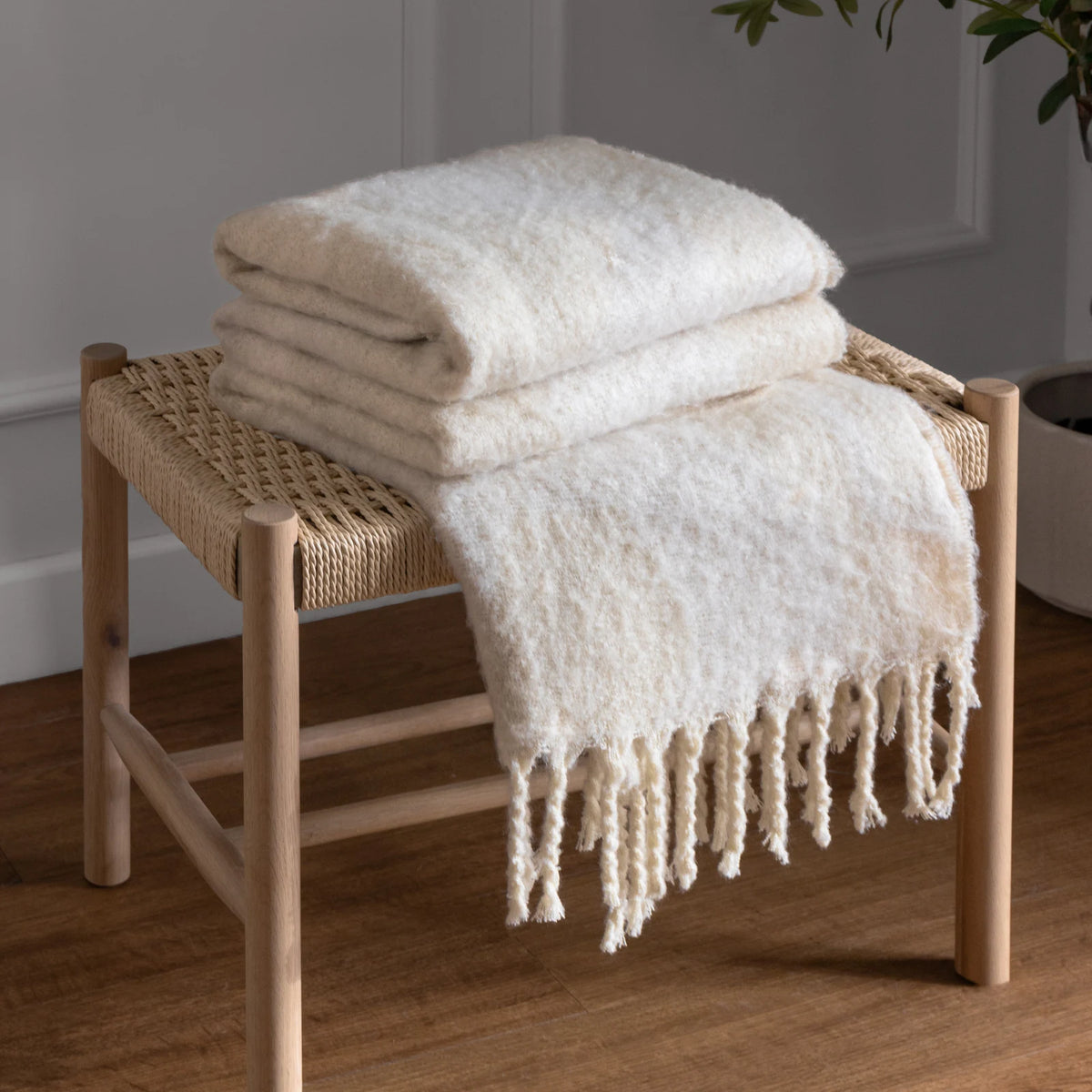 Meta Abstract Woven Tasselled Natural Throw Blanket 130cm x 180cm - additional product view 1