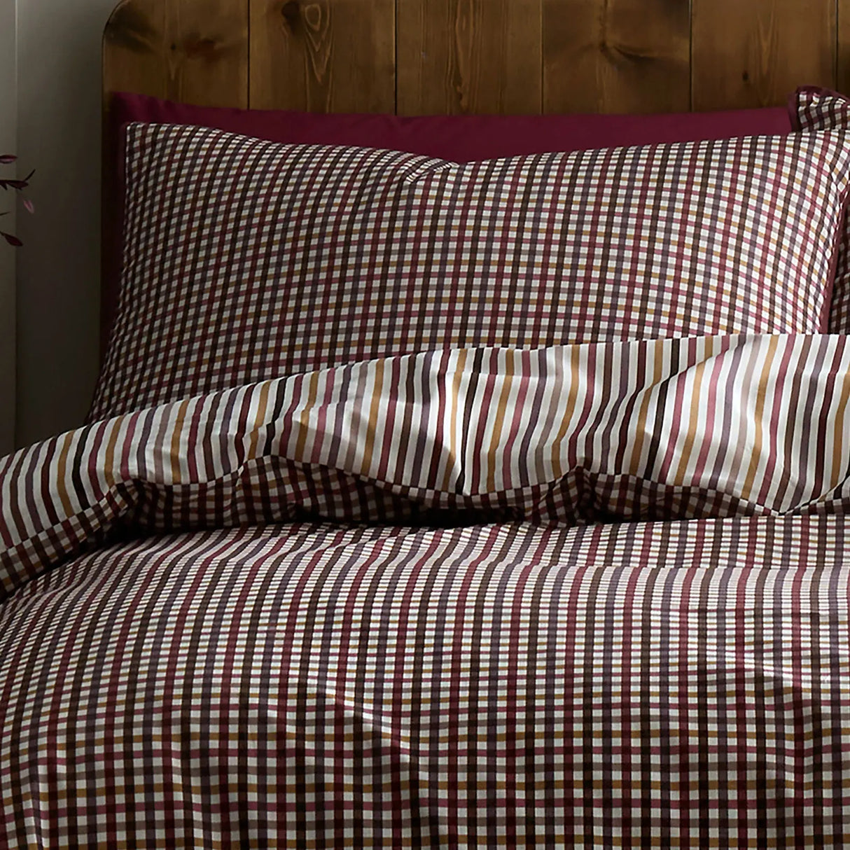 Micro Check Berry 100% Cotton Duvet Cover Set - product image 2