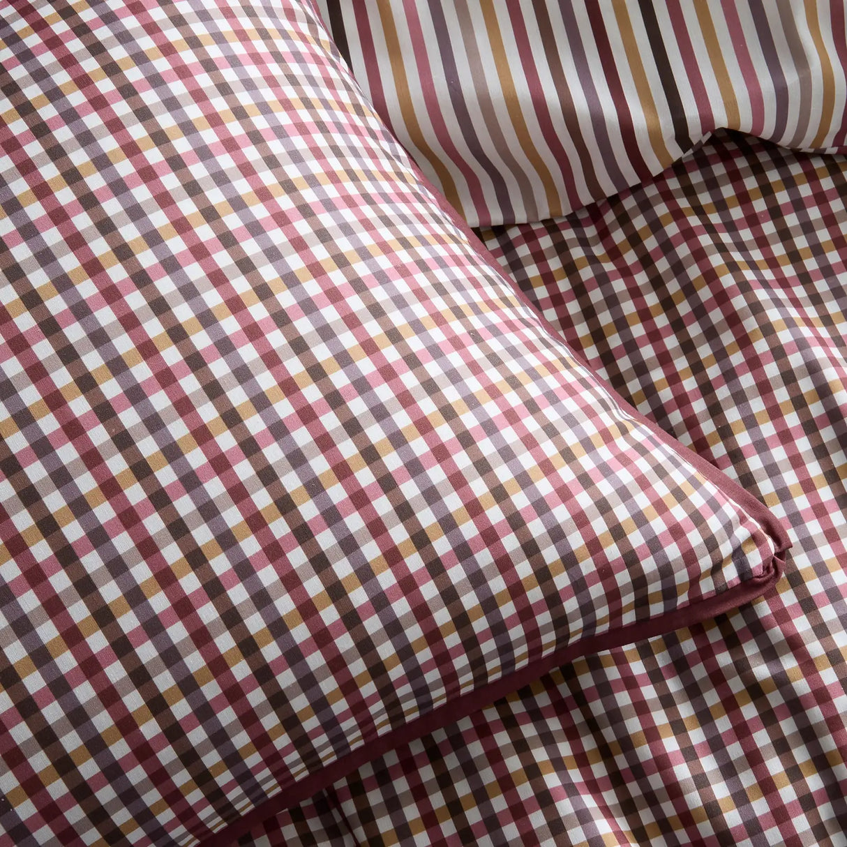 Micro Check Berry 100% Cotton Duvet Cover Set - product image 3