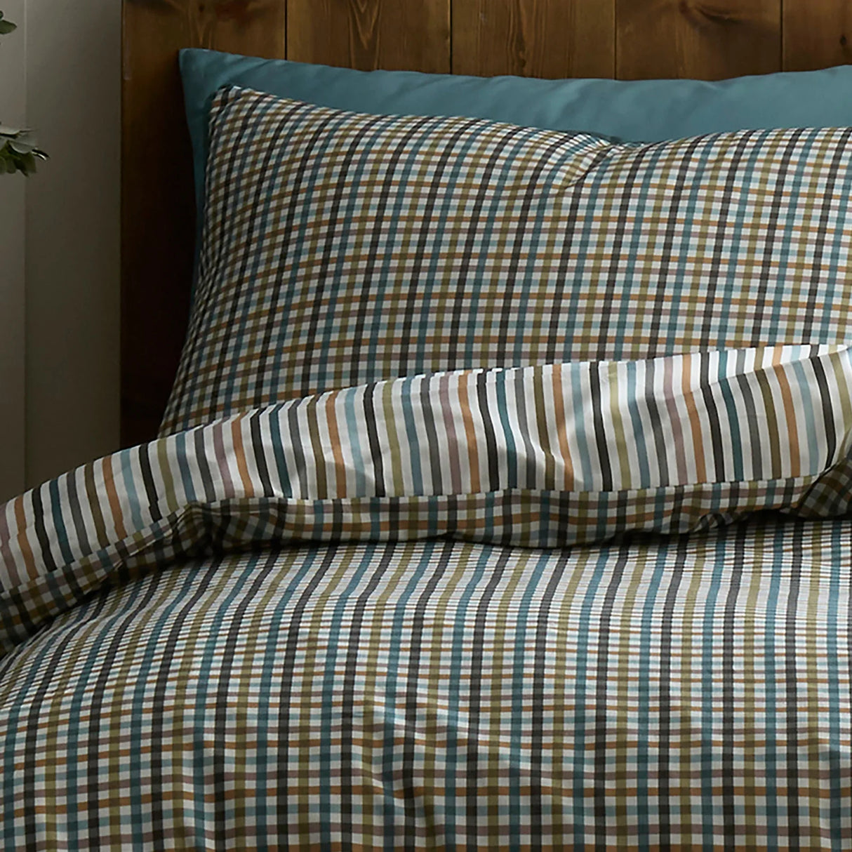 Micro Check Green 100% Cotton Duvet Cover Set - product image 2
