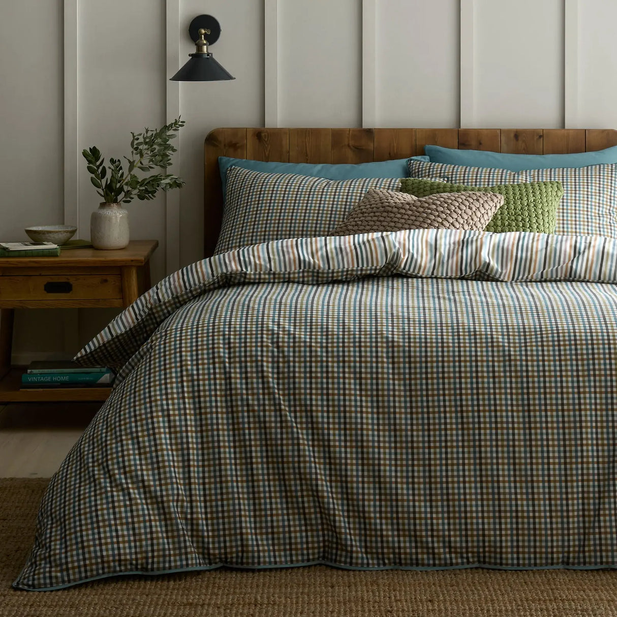 Micro Check Green 100% Cotton Duvet Cover Set - product image 5