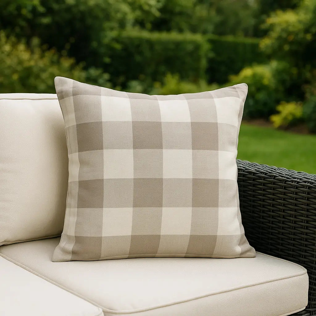 Chesil Check Outdoor Cushion Cover / Filled Cushion 20" x 20" (50cm x 50cm) by Yard 11
