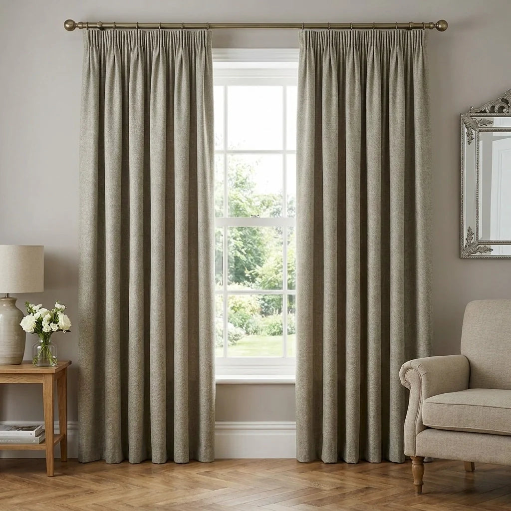 Dawn Lined Natural Thermal Blackout Pencil Pleat Curtains