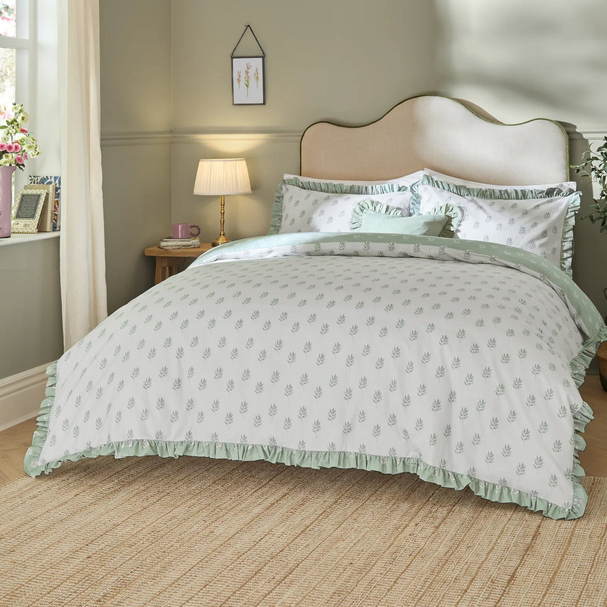 Nature Ava Reversible Duvet Cover Set White Sage - image 2