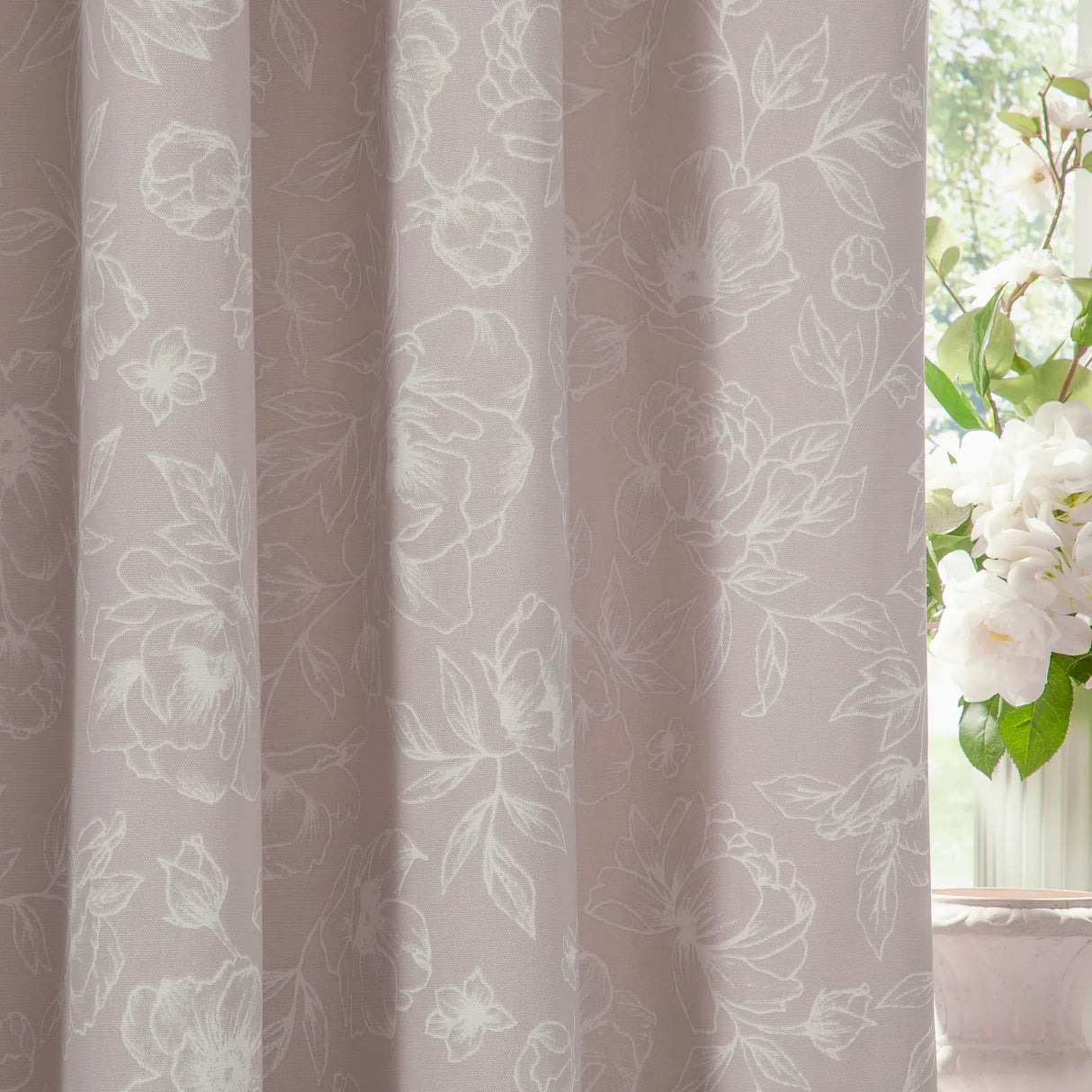Nature Bella Floral Lined Eyelet Curtains Natural - image 5