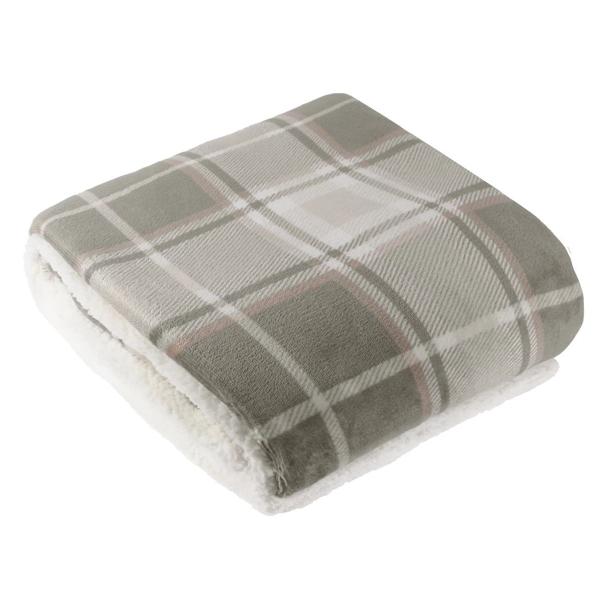 Nature Braemar Sherpa Tartan Fleece Throw Green/Natural 140 x 180cm - image 2