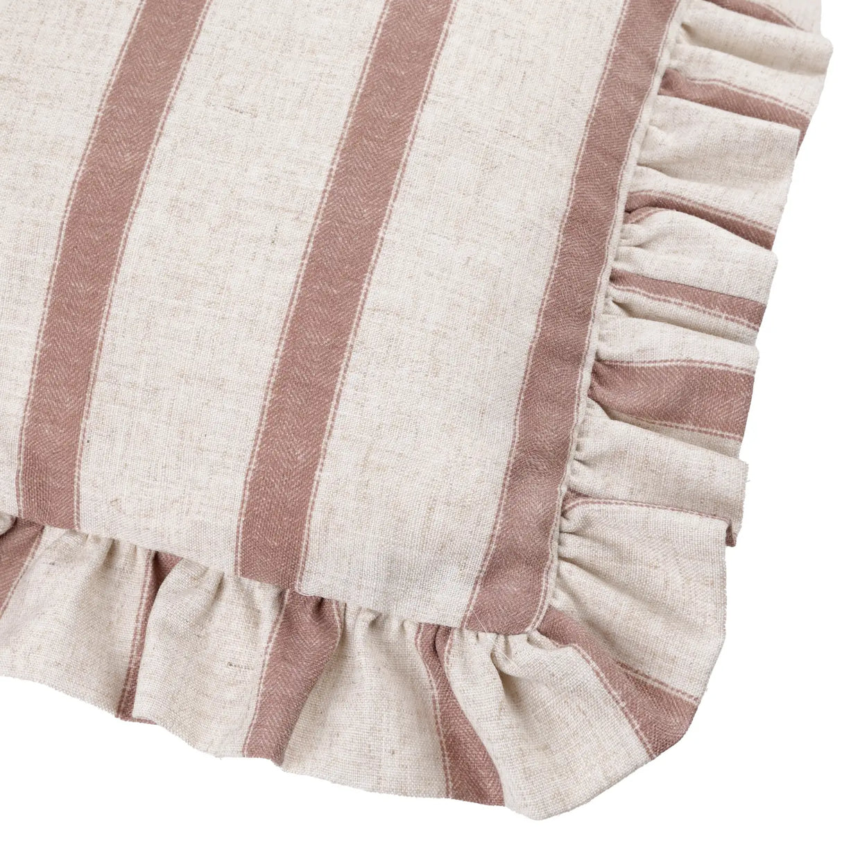 Nature Connie Striped Ruffle Cushion Cover Clay Pink 35 x 50cm - image 4