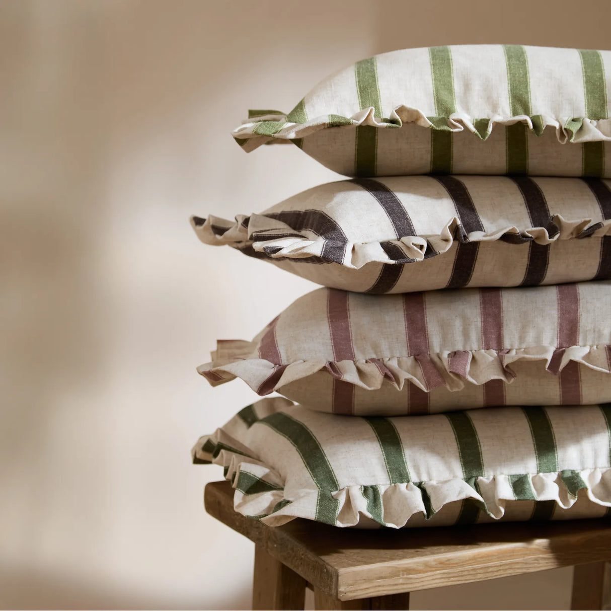 Nature Connie Striped Ruffle Cushion Cover Clay Pink 35 x 50cm - image 5