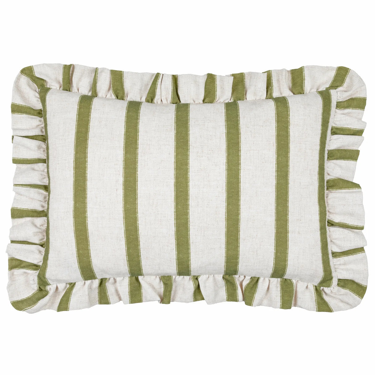 Nature Connie Striped Ruffle Cushion Cover Olive 35 x 50cm - image 2