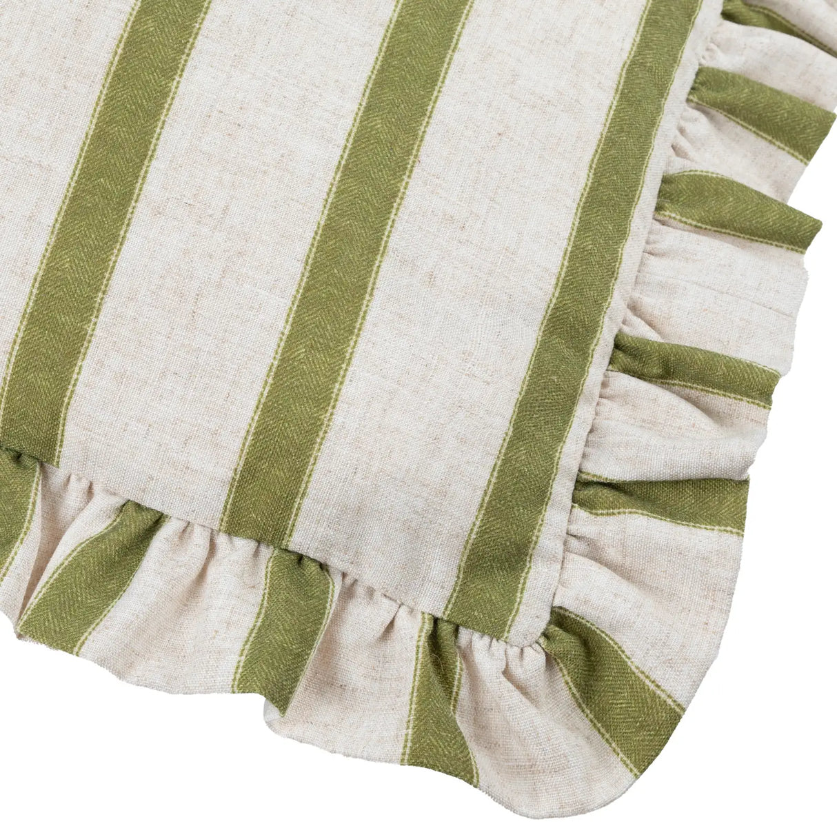 Nature Connie Striped Ruffle Cushion Cover Olive 35 x 50cm - image 4