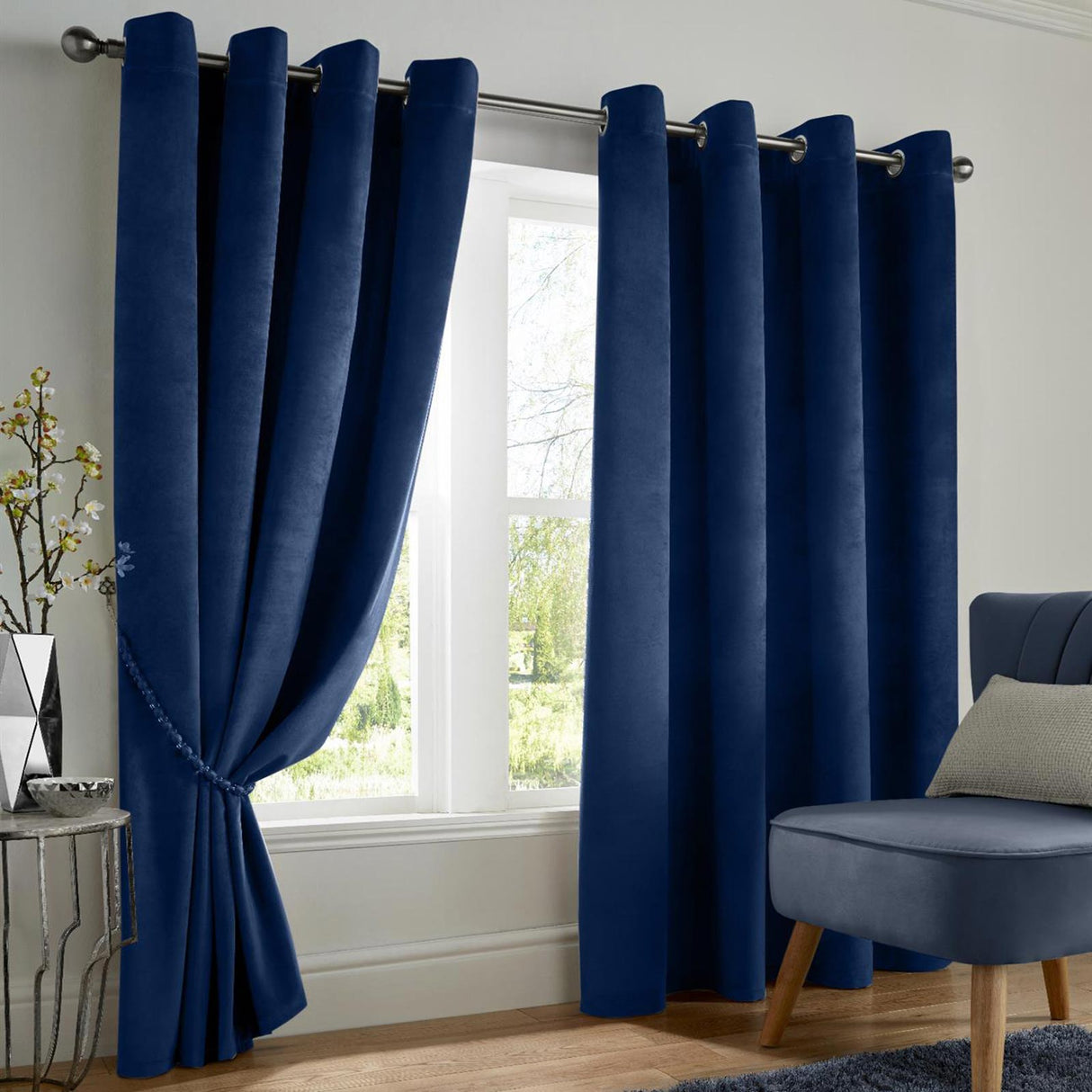 Velvet Blackout Eyelet Curtains by Alan Symonds