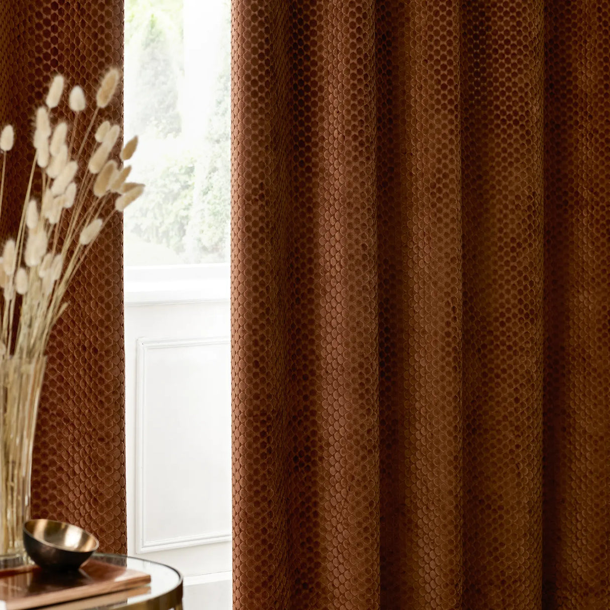 Neptune Fully Lined Velvet Eyelet Curtains Copper - image 6