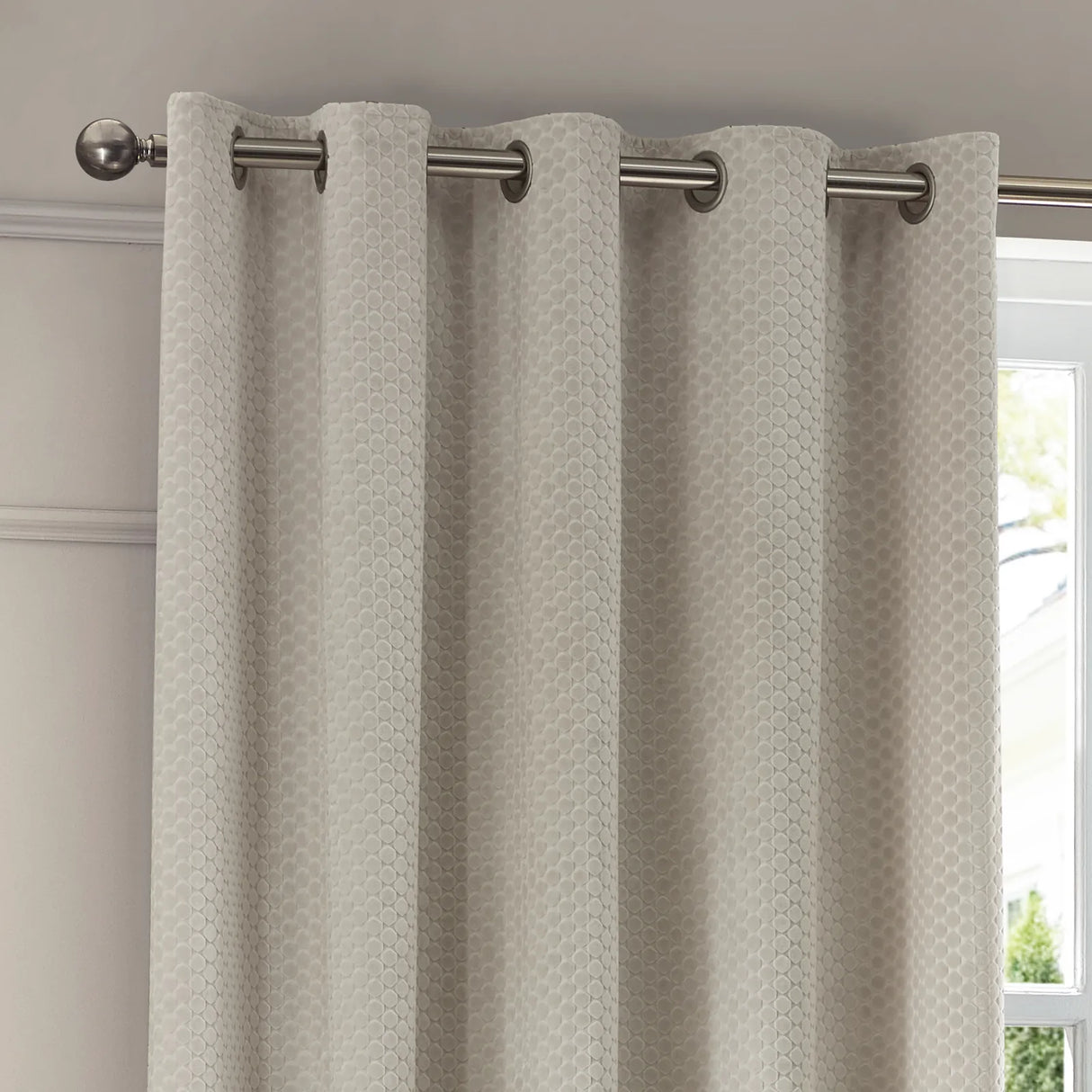 Neptune Fully Lined Velvet Eyelet Curtains Ivory - image 4