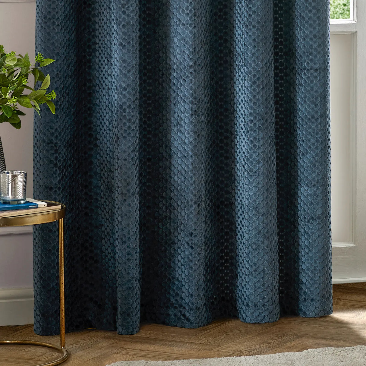 Neptune Fully Lined Velvet Eyelet Curtains Navy - image 5